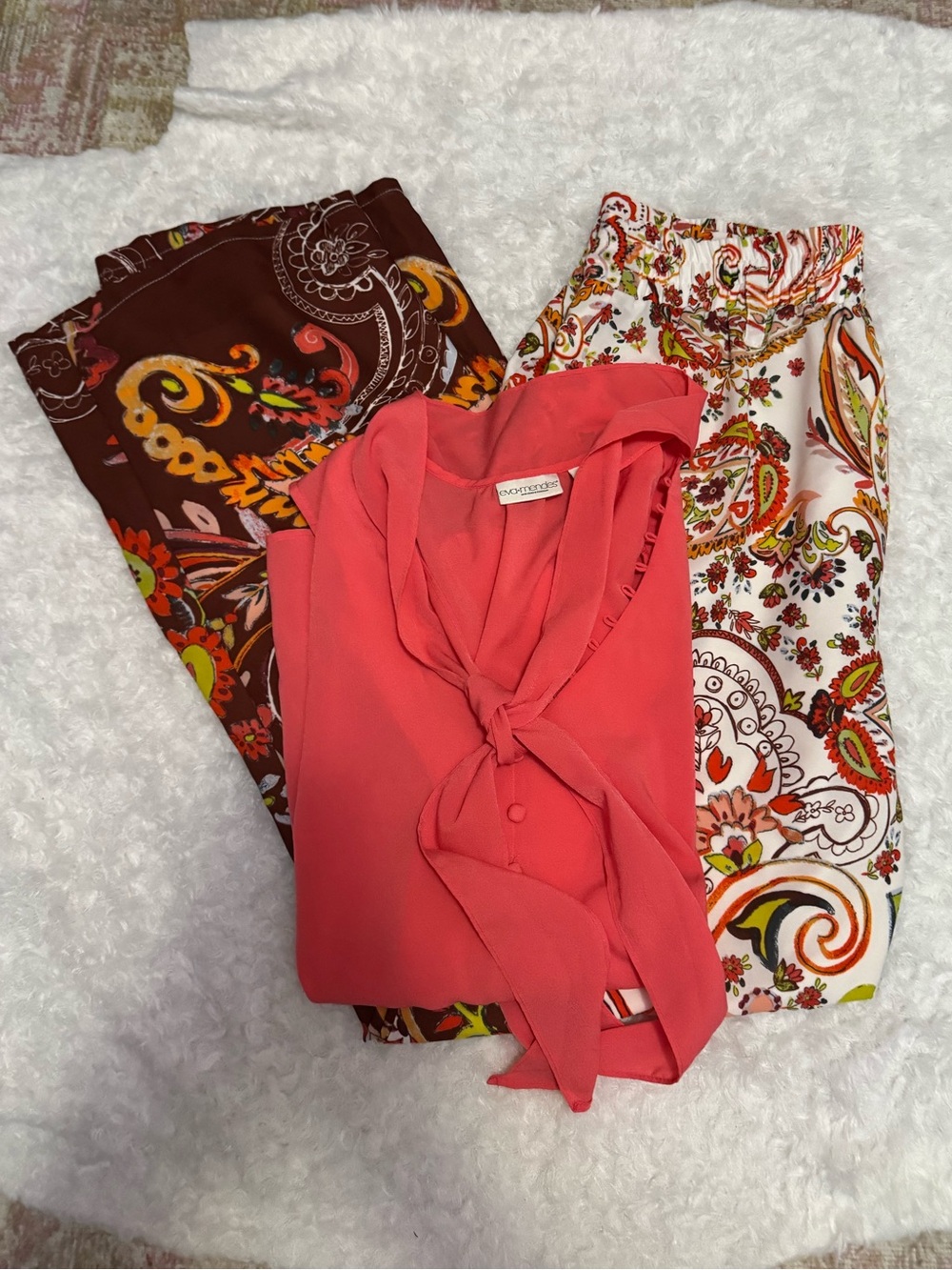 BUNDLE - Eva Mendez Coral Tie-Neck Blouse